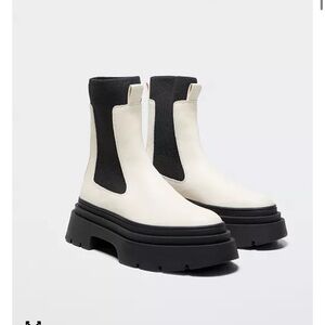 Mango White Track Sole Contrast Ankle Boots